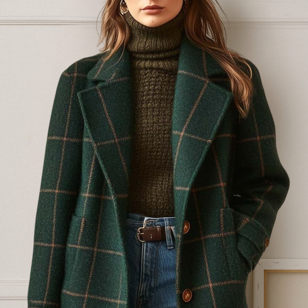 Judith | Abrigo Largo de Tweed a Cuadros