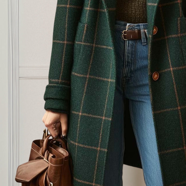 Judith | Abrigo Largo de Tweed a Cuadros