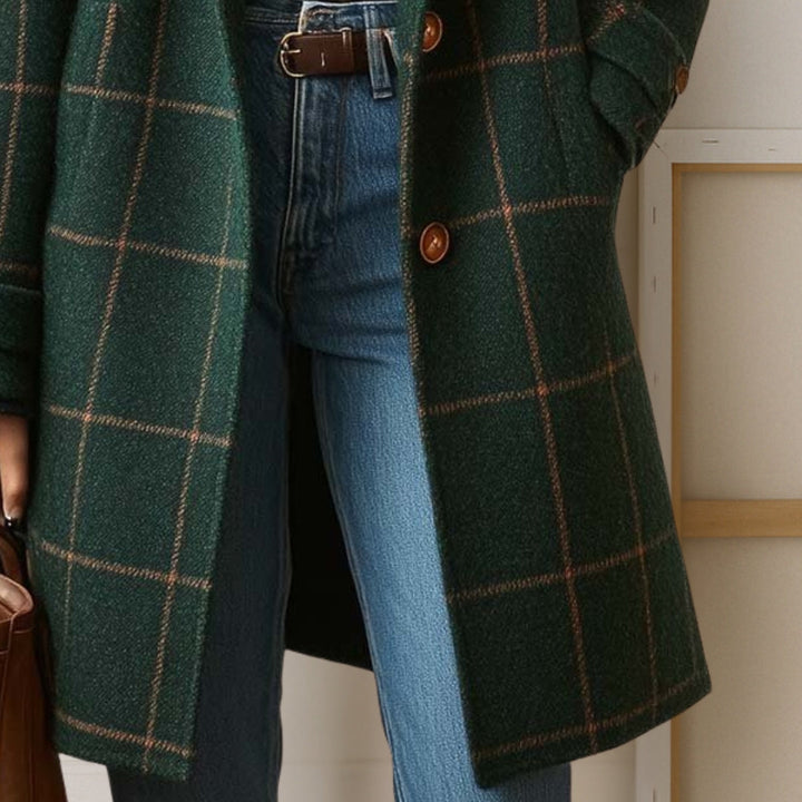 Judith | Abrigo Largo de Tweed a Cuadros