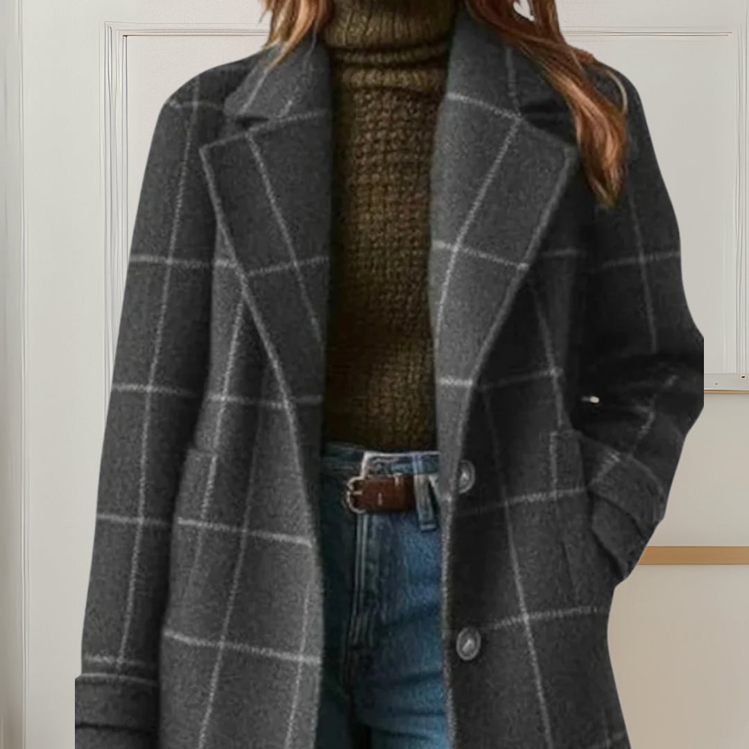 Judith | Abrigo Largo de Tweed a Cuadros