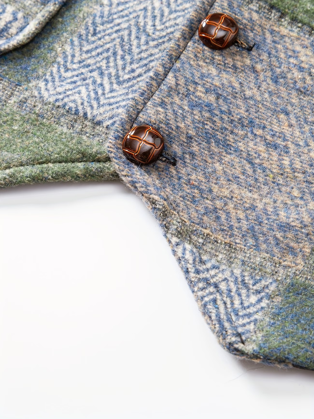 Leo | Chaleco de Tweed Patchwork con Patrón Espiga