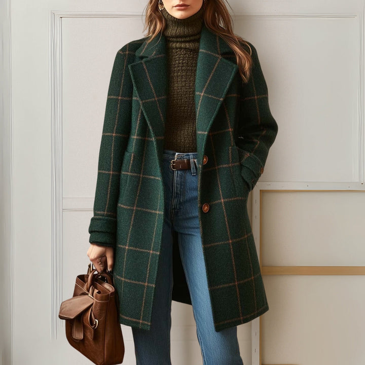 Judith | Abrigo Largo de Tweed a Cuadros