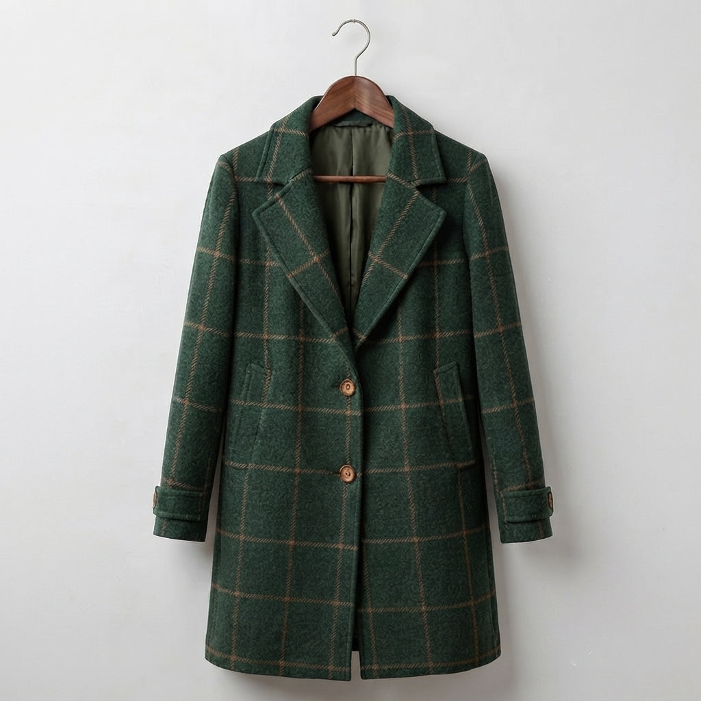 Judith | Abrigo Largo de Tweed a Cuadros