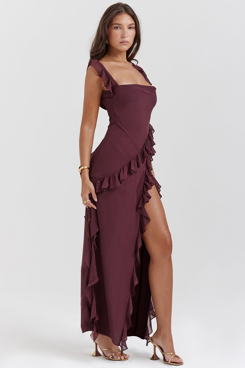Amira | Vestido largo con volantes