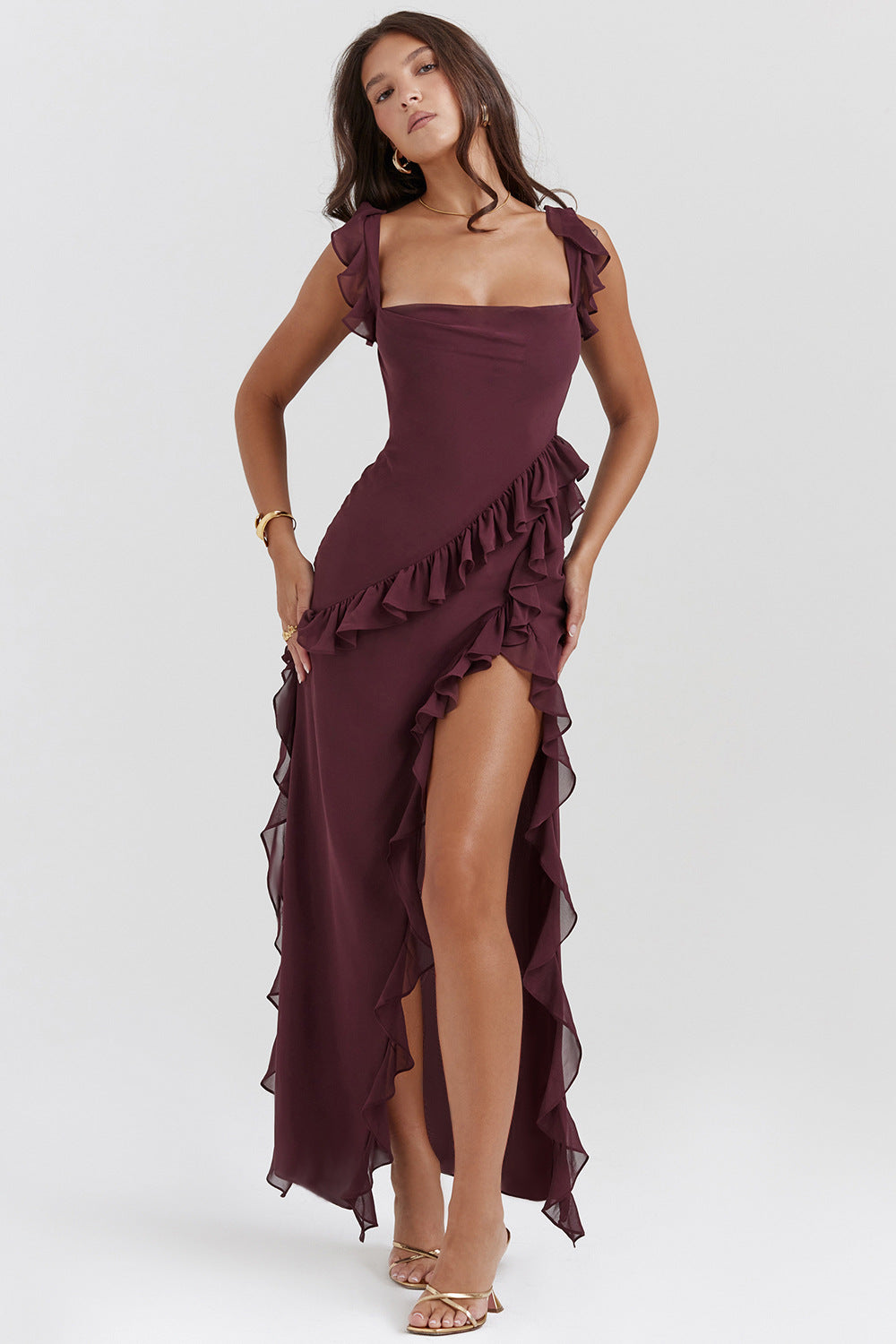 Amira | Vestido largo con volantes