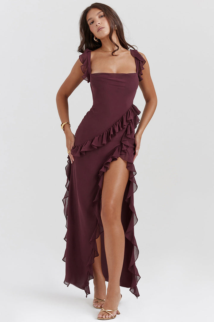 Amira | Vestido largo con volantes