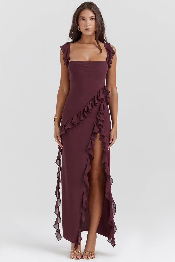 Amira | Vestido largo con volantes