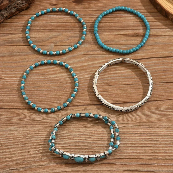 Jenifer | Conjunto de Pulseras Boho con Perlas Turquesas