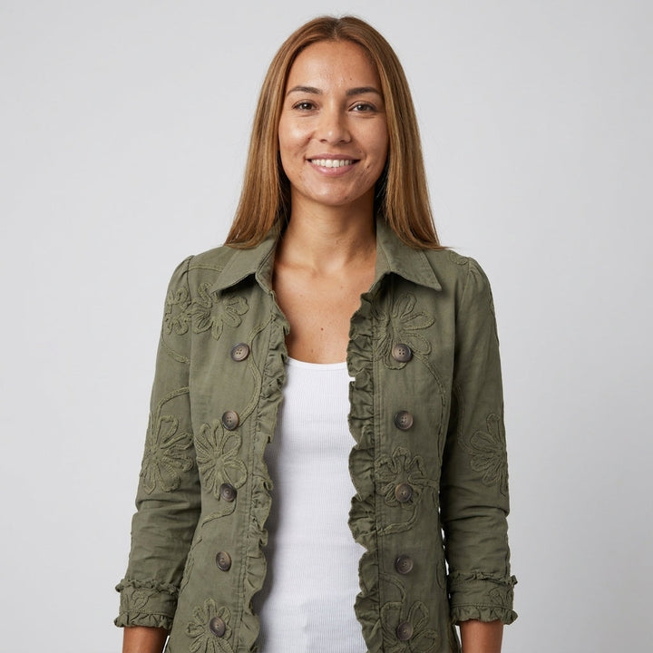 Olivia | Chaqueta con volantes bordados