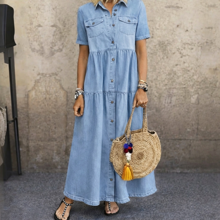 Elizabeth | Vestido Midi con Botones Delanteros